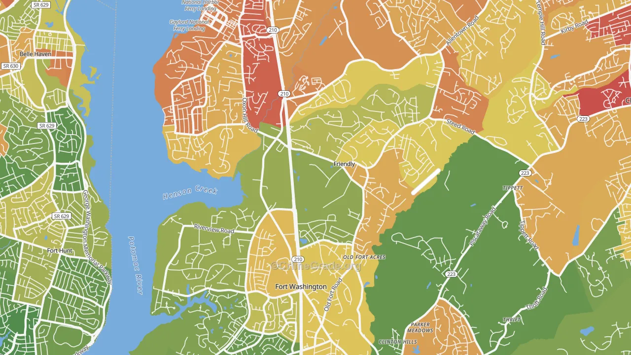 Fort Washington, MD Map of Vandalism Rates