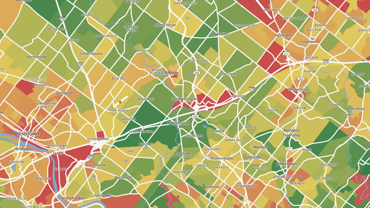 Fort Washington, PA Map of Vandalism Rates