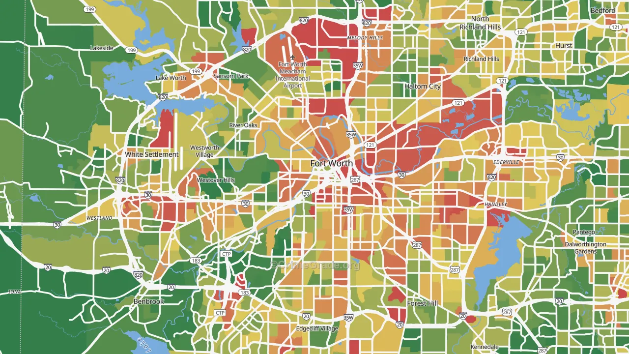 Fort Worth, TX Map of Vandalism Rates