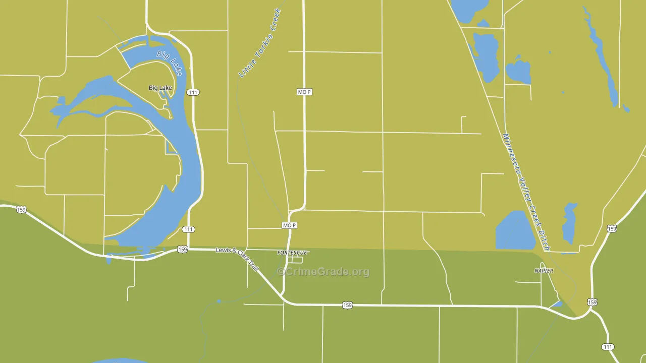 Fortescue, MO Map of Vandalism Rates