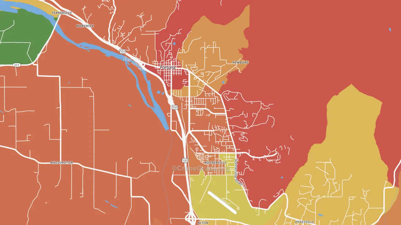 Fortuna, CA Map of Vandalism Rates