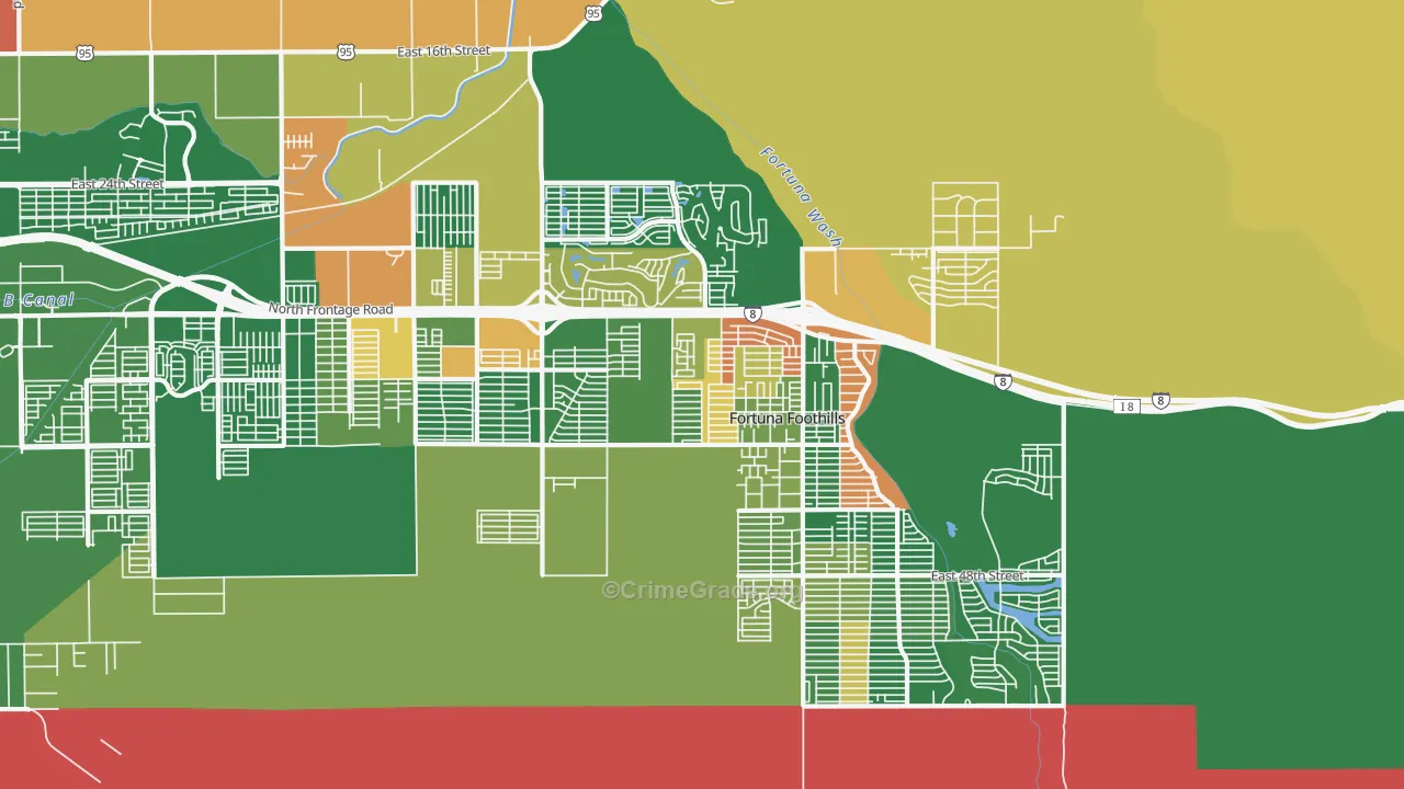 Fortuna Foothills, AZ Map of Vandalism Rates