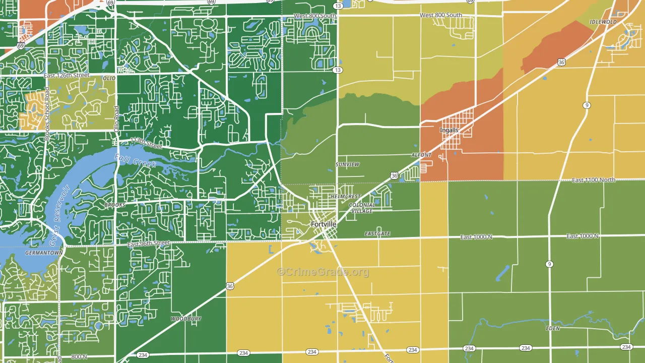 Fortville, IN Map of Vandalism Rates