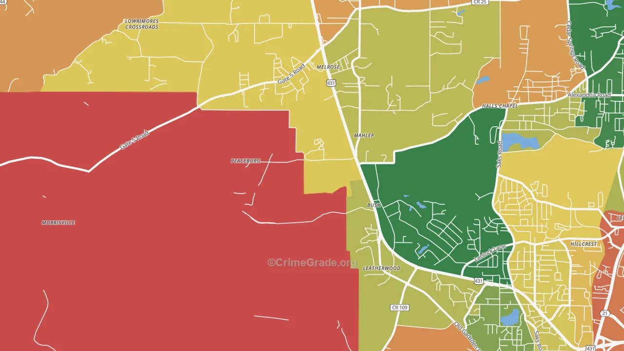 Fosheeton, AL Map of Vandalism Rates