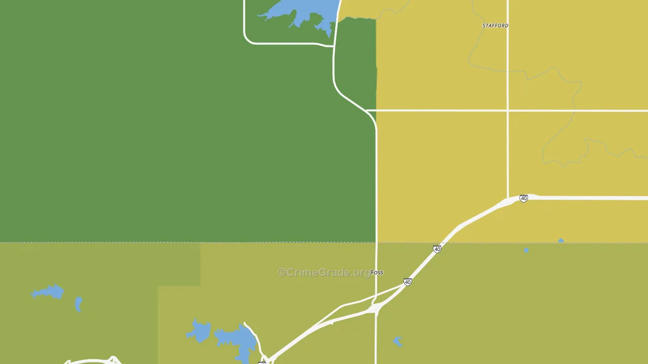 Foss, OK Map of Vandalism Rates