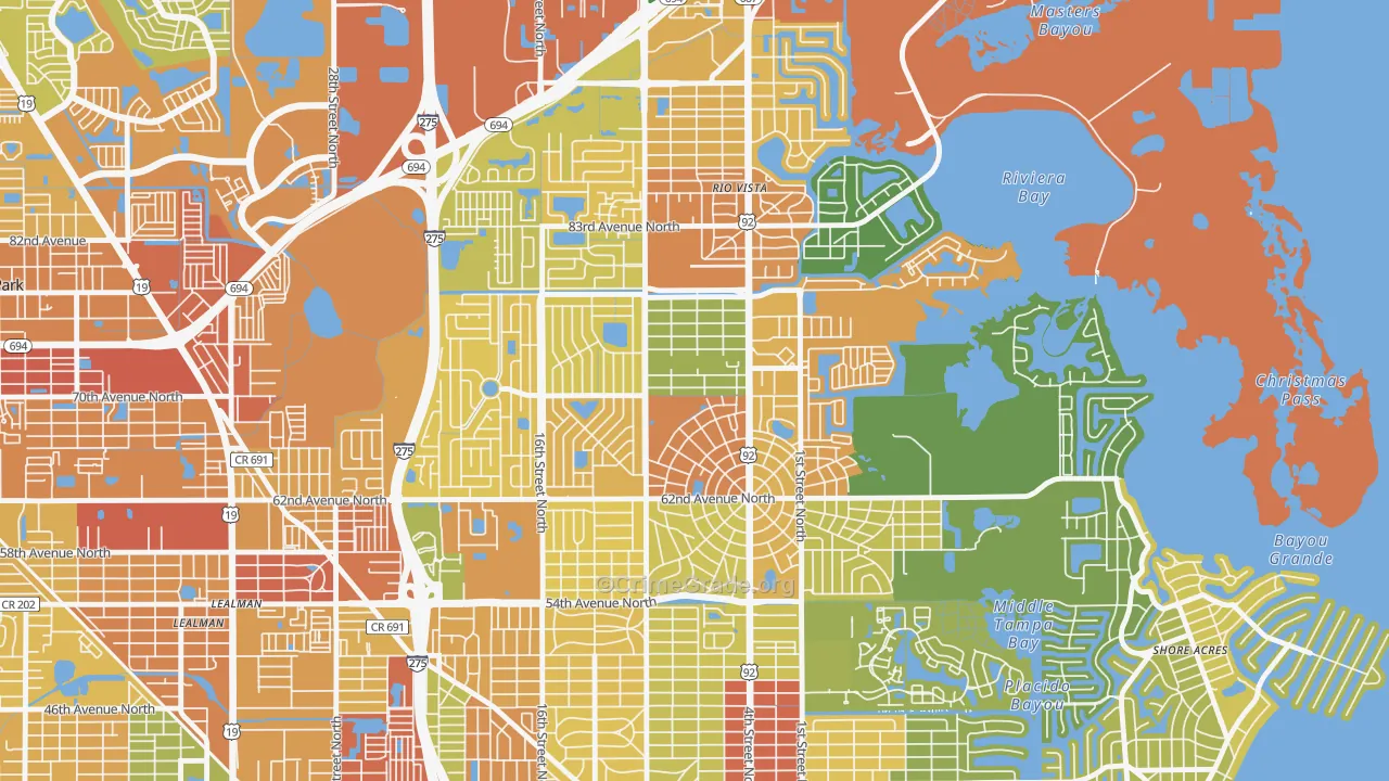 Fossil Park, St. Petersburg, FL Map of Vandalism Rates