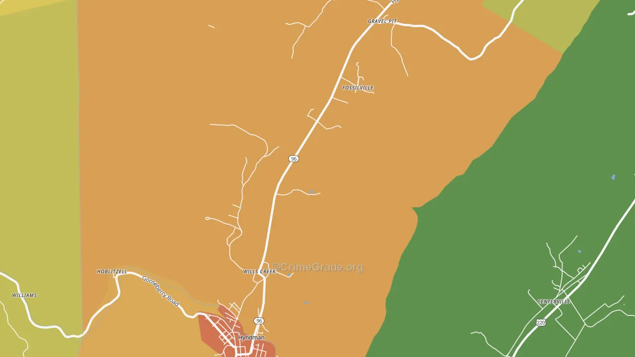 Fossilville, PA Map of Vandalism Rates