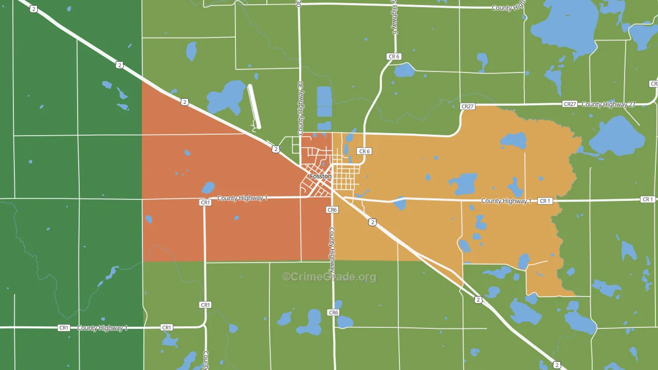 Fosston, MN Map of Vandalism Rates