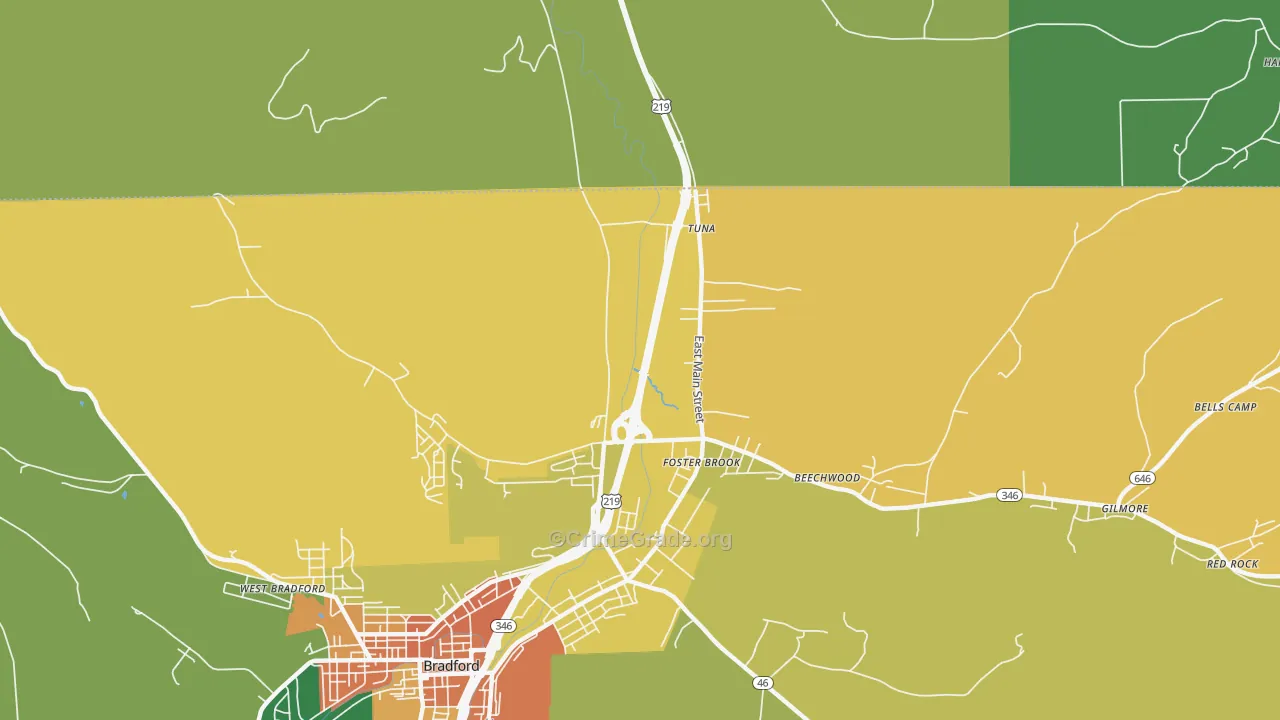 Foster Brook, PA Map of Vandalism Rates