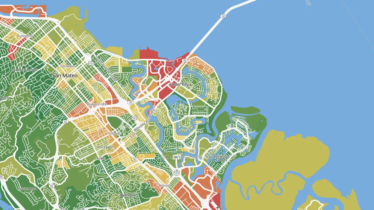 Foster City, CA Map of Vandalism Rates