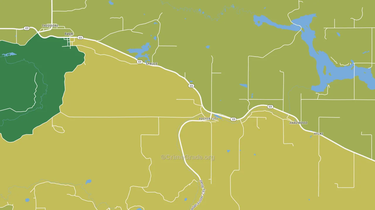 Foster City, MI Map of Vandalism Rates