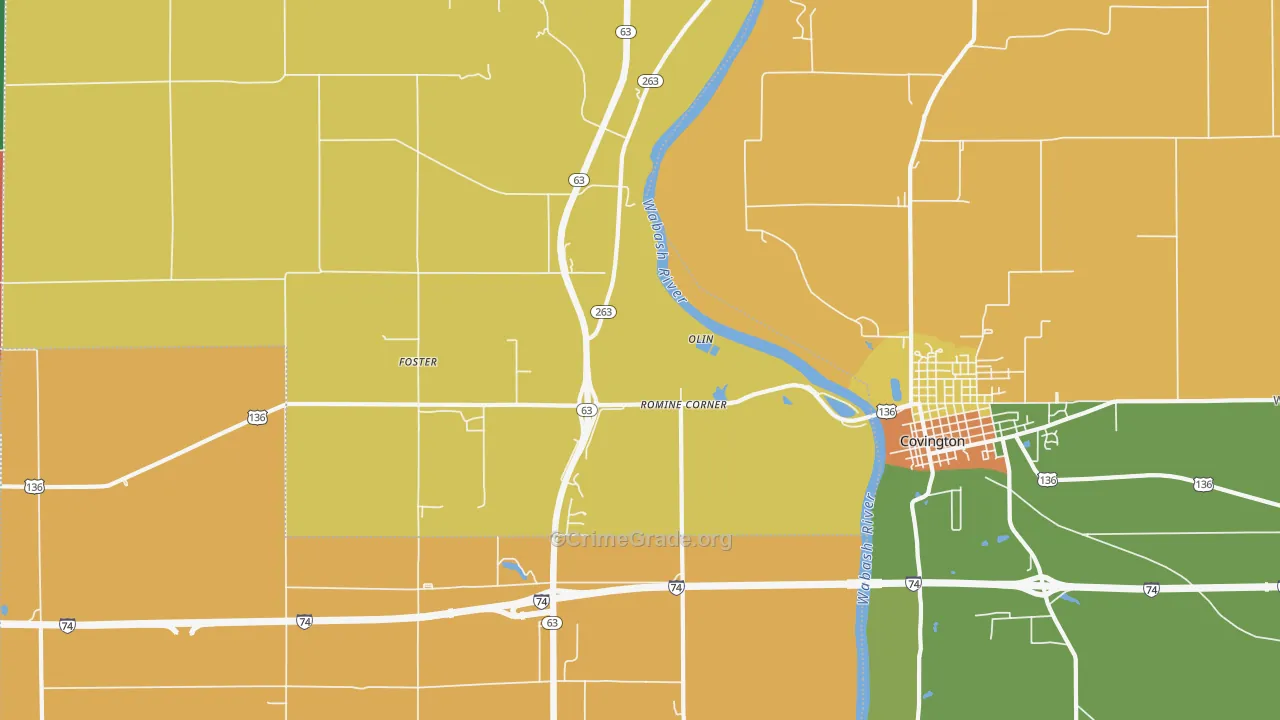 Foster, IN Map of Vandalism Rates