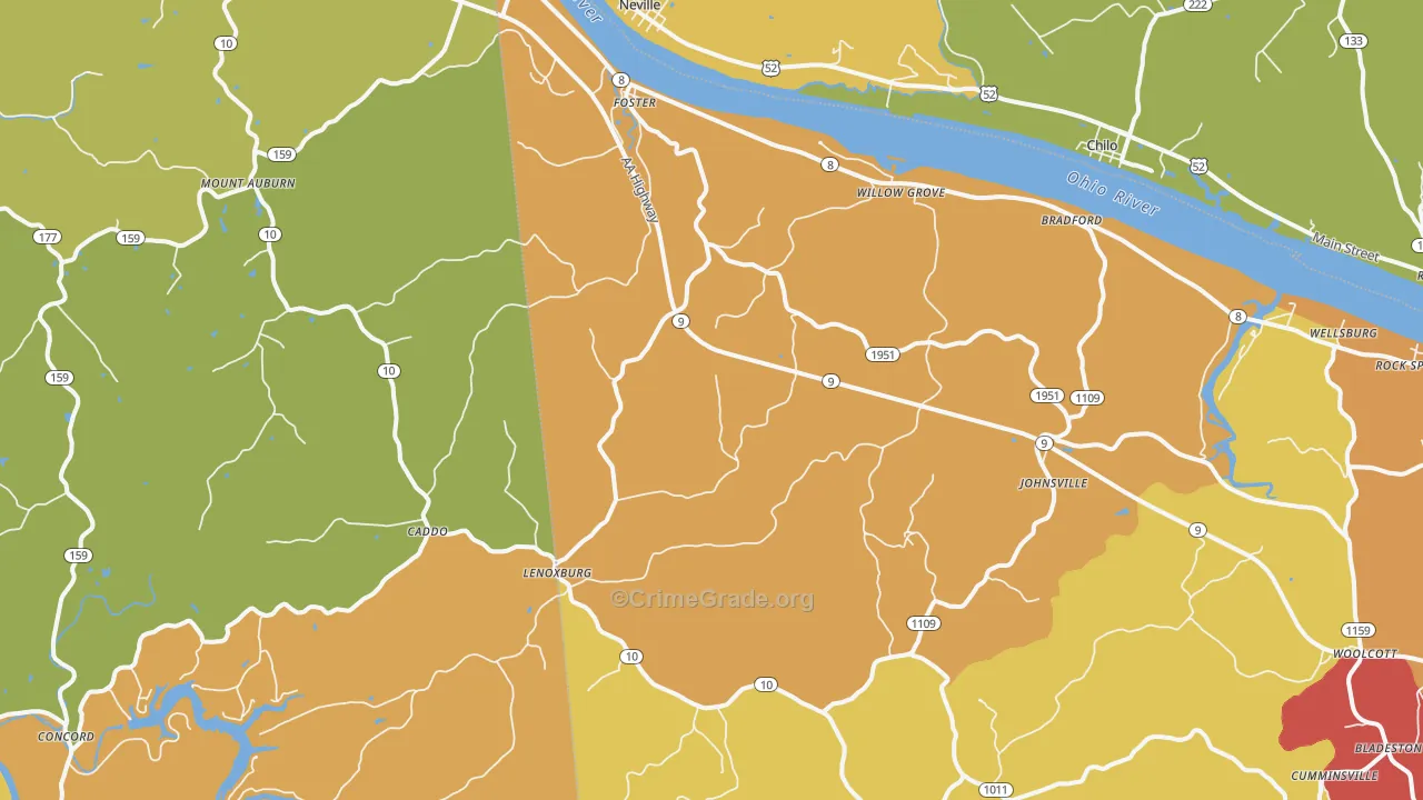 Foster, KY Map of Vandalism Rates