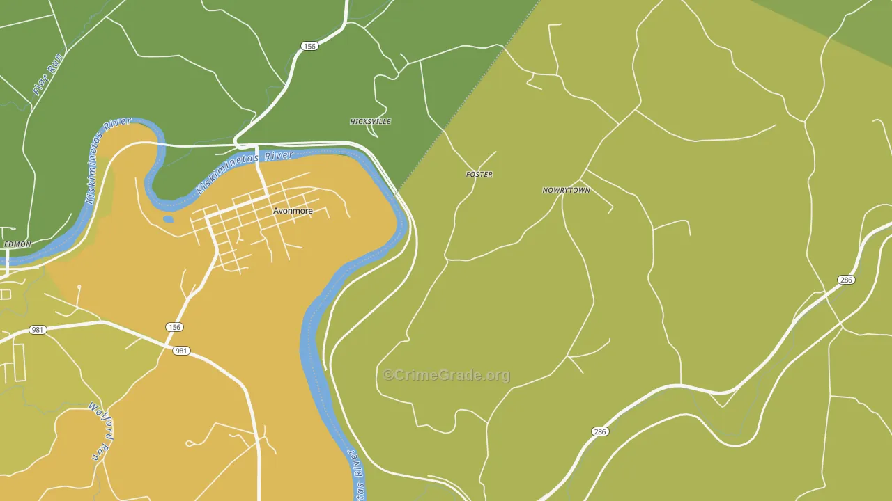 Foster, PA Map of Vandalism Rates