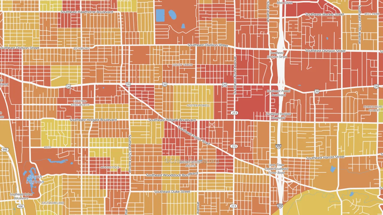 Foster-Powell, Portland, OR Map of Vandalism Rates