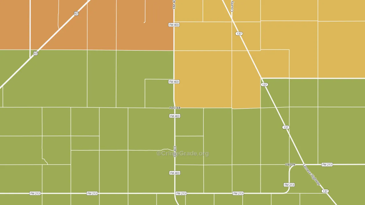 Foster, TX Map of Vandalism Rates