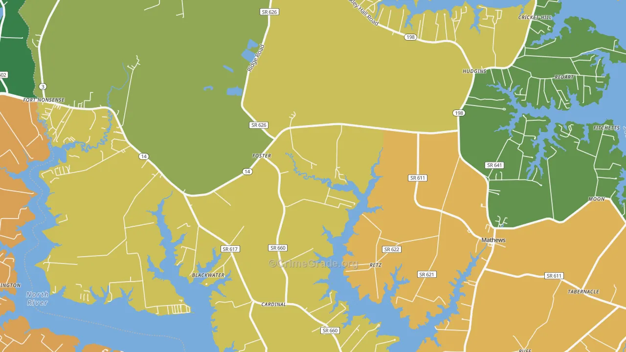 Foster, VA Map of Vandalism Rates