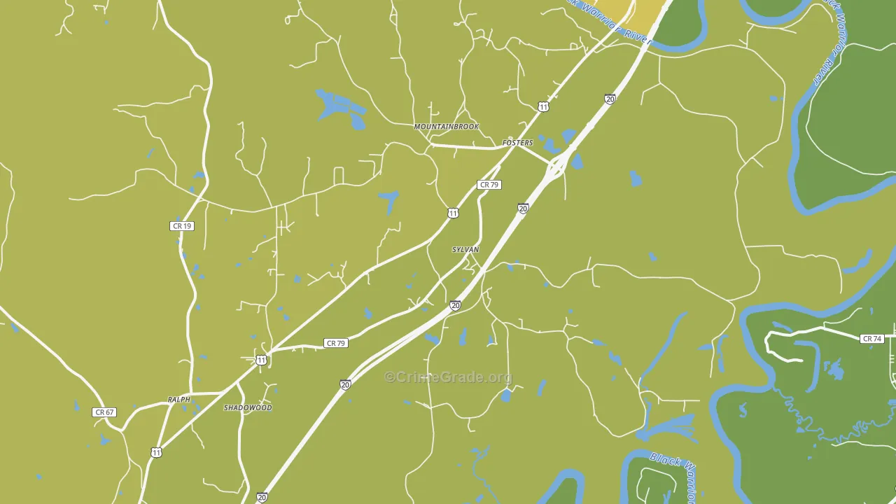 Fosters, AL Map of Vandalism Rates