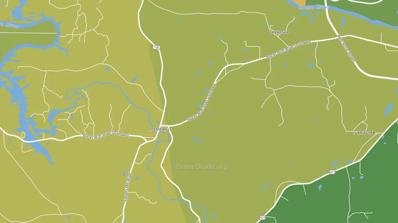 Fosters Mills, GA Map of Vandalism Rates