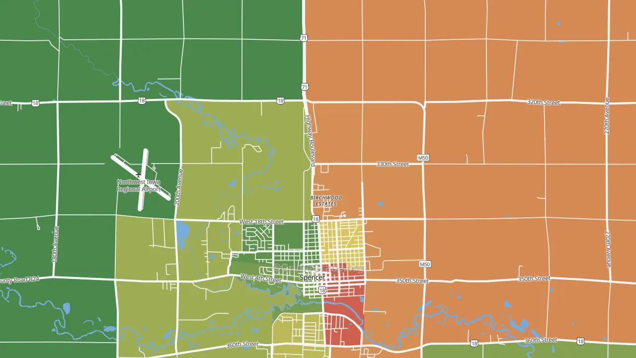 Fostoria, IA Map of Vandalism Rates