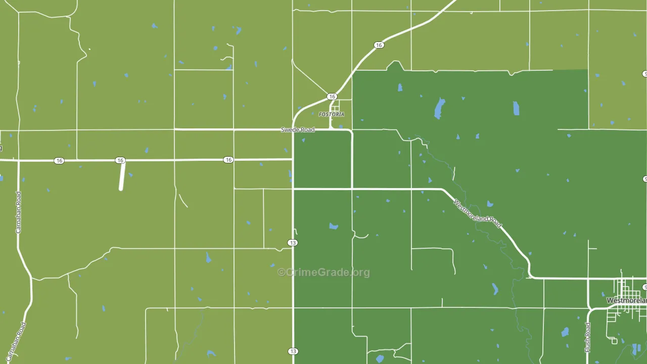 Fostoria, KS Map of Vandalism Rates