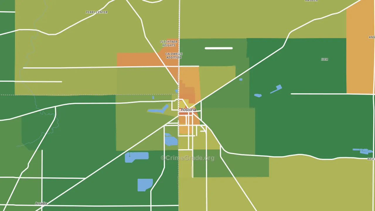 Fostoria, OH Map of Vandalism Rates