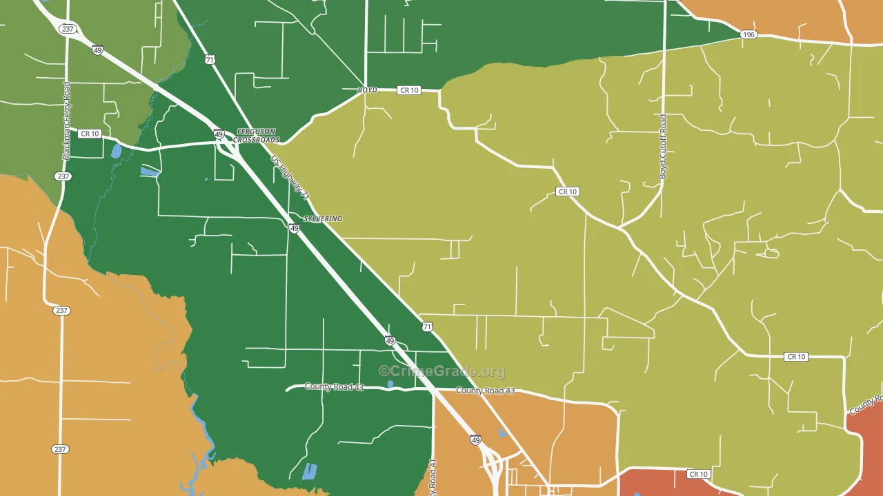 Fouke, AR Map of Vandalism Rates