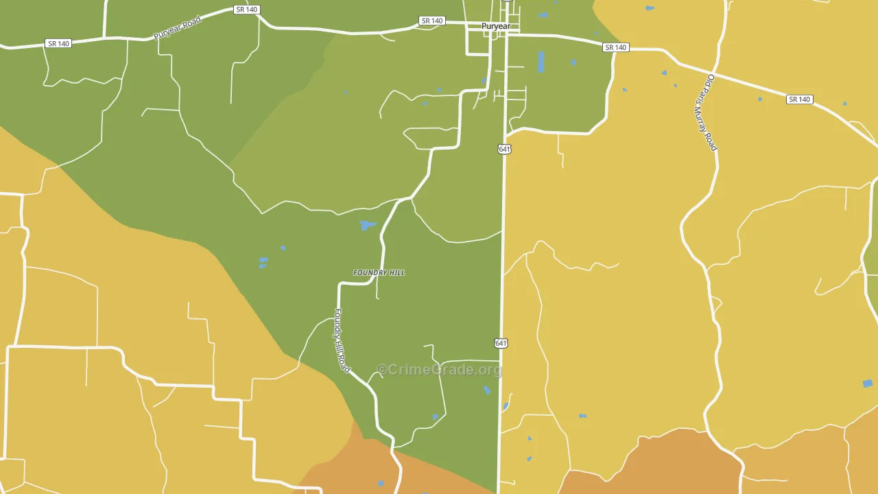 Foundry Hill, TN Map of Vandalism Rates