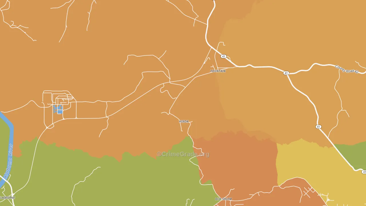 Fountain, AL Map of Vandalism Rates