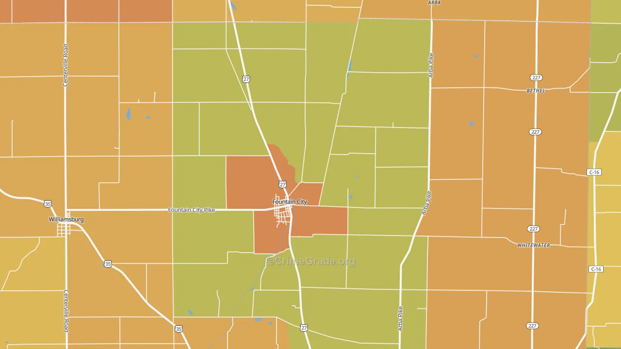 Fountain City, IN Map of Vandalism Rates