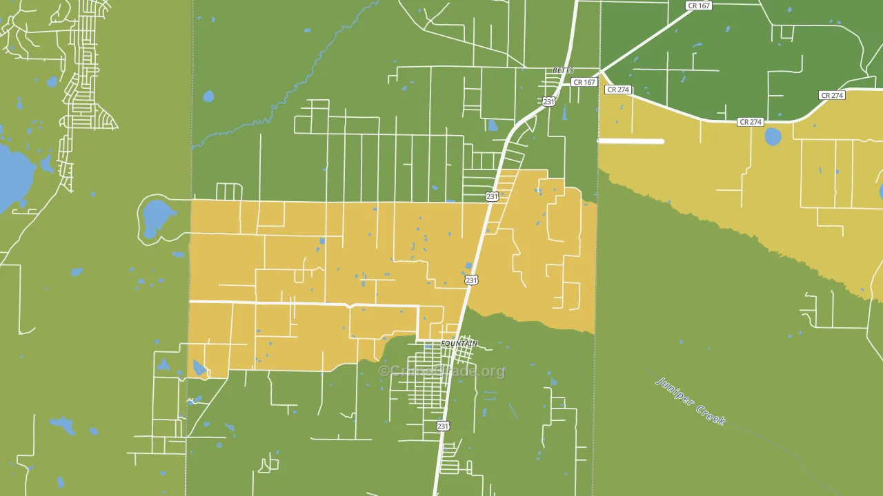 Fountain, FL Map of Vandalism Rates