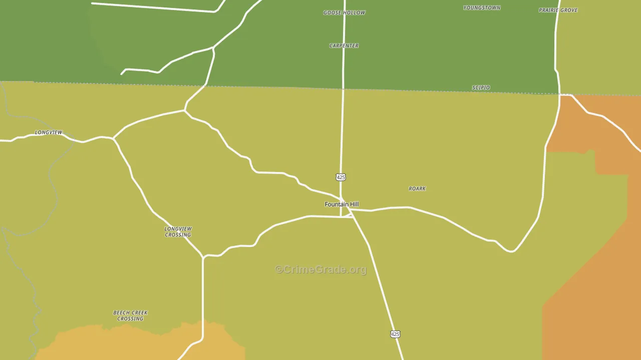 Fountain Hill, AR Map of Vandalism Rates