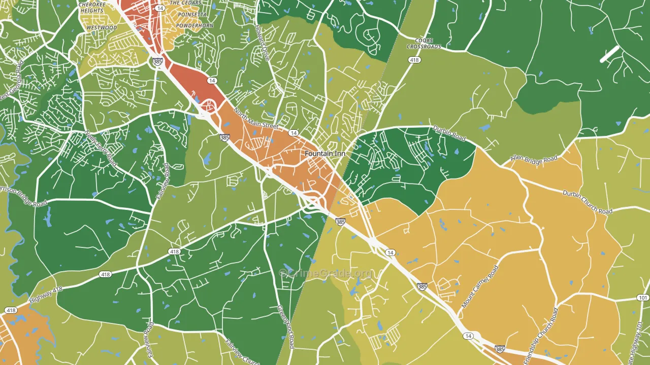 Fountain Inn, SC Map of Vandalism Rates