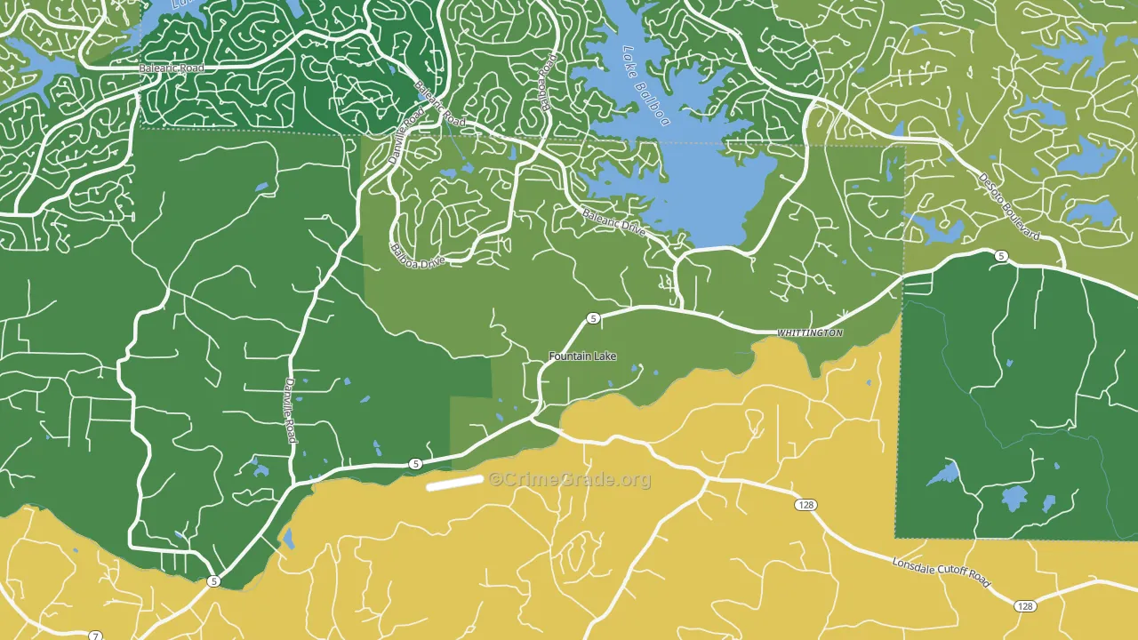 Fountain Lake, AR Map of Vandalism Rates