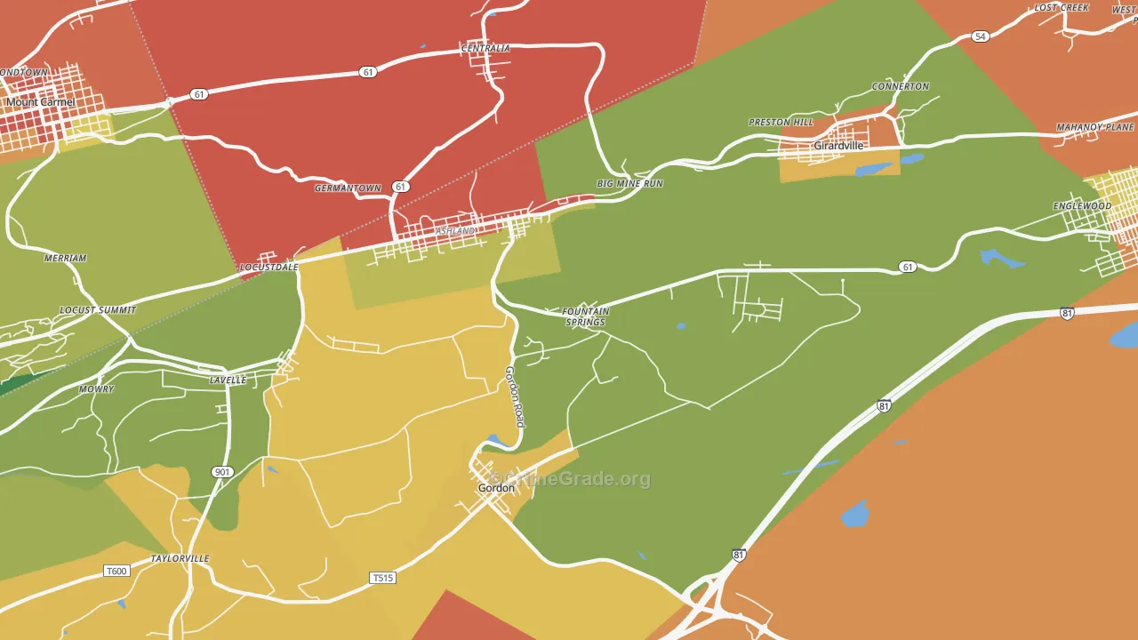 Fountain Springs, PA Map of Vandalism Rates