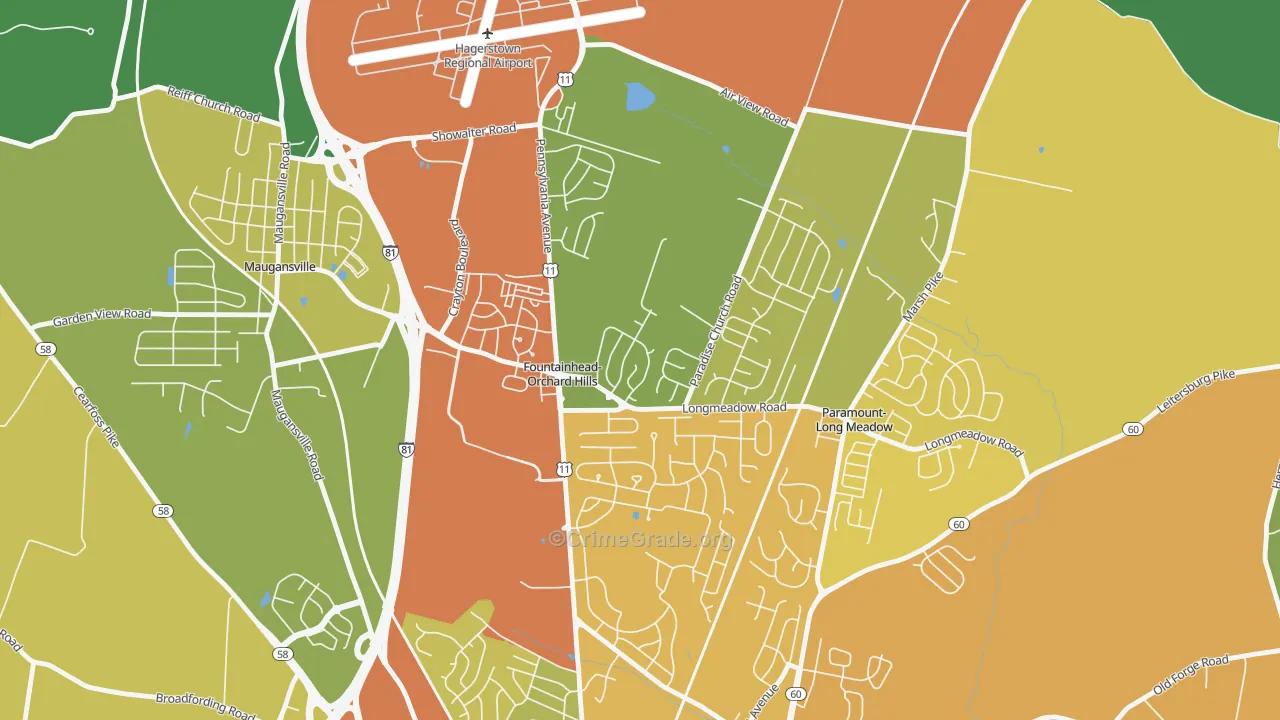 Fountainhead-Orchard Hills, MD Map of Vandalism Rates