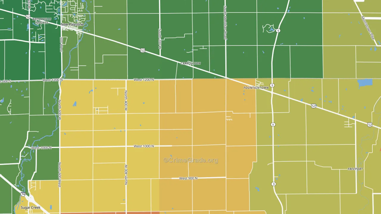 Fountaintown, IN Map of Vandalism Rates