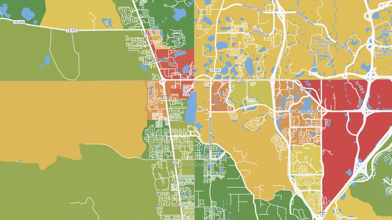 Four Corners, FL Map of Vandalism Rates