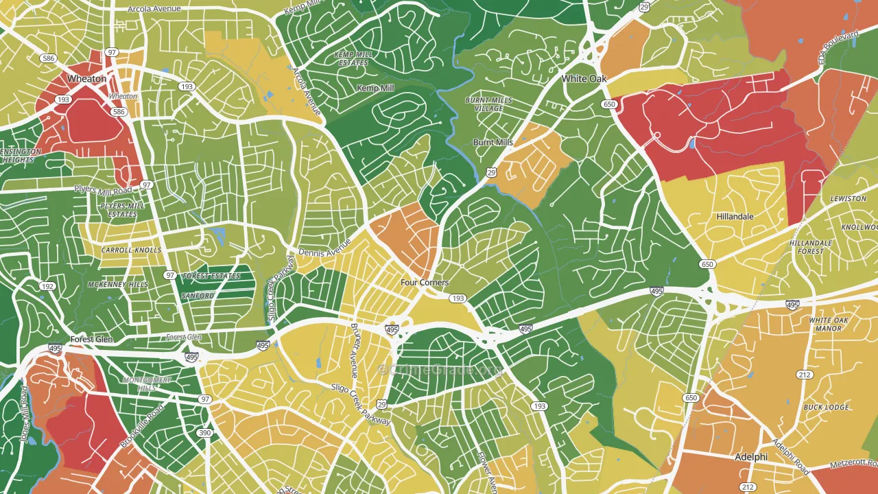 Four Corners, MD Map of Vandalism Rates