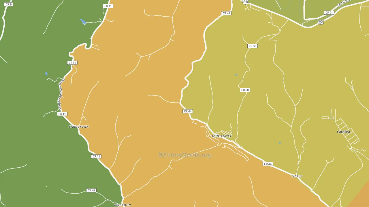 Four States, WV Map of Vandalism Rates