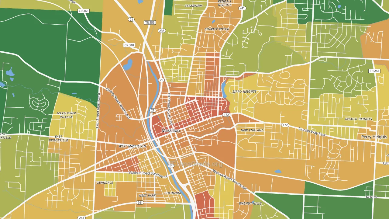 Fourth Street Historic District, Massillon, OH Map of Vandalism Rates