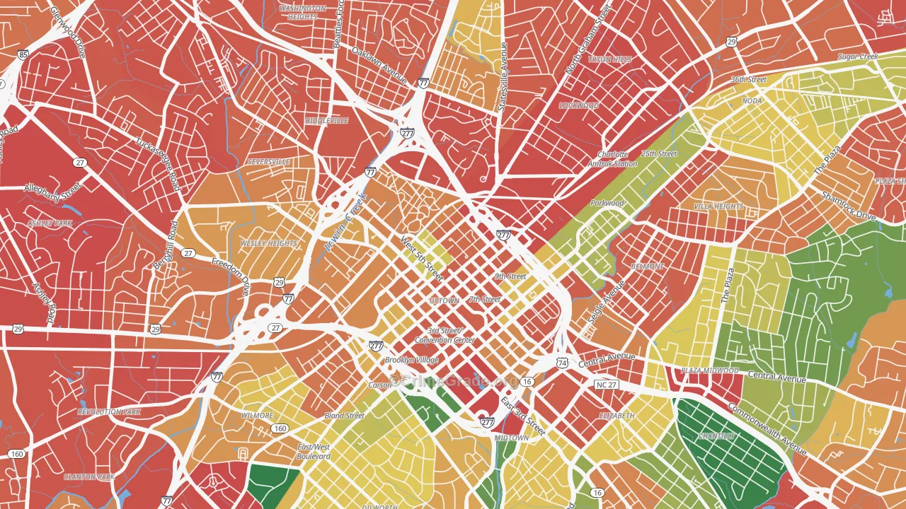 Fourth Ward, Charlotte, NC Map of Vandalism Rates