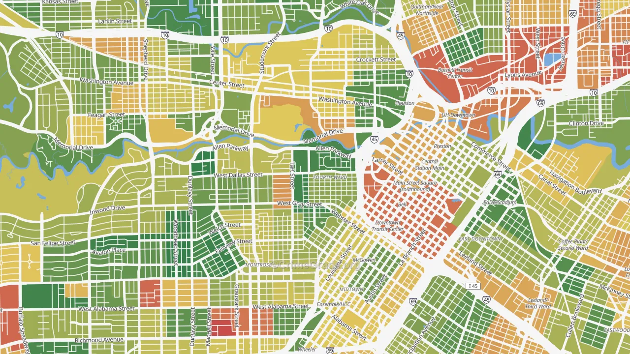 Fourth Ward, Houston, TX Map of Vandalism Rates