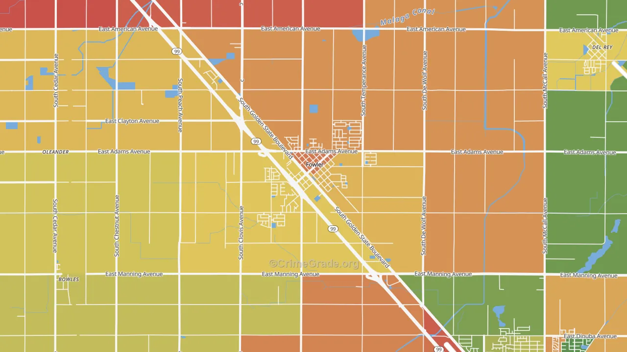 Fowler, CA Map of Vandalism Rates