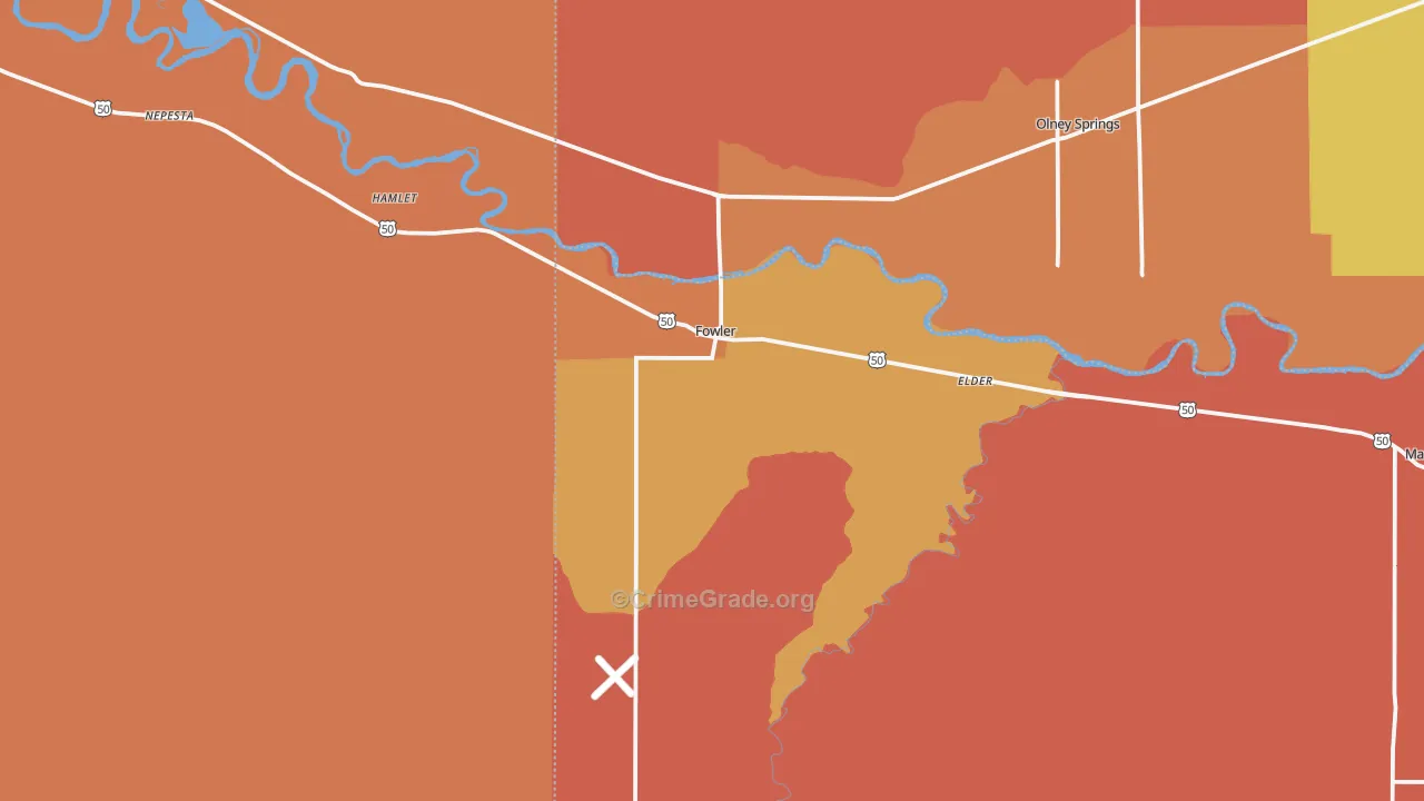 Fowler, CO Map of Vandalism Rates