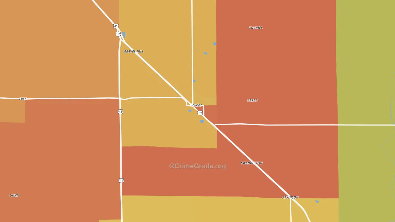 Fowler, IN Map of Vandalism Rates