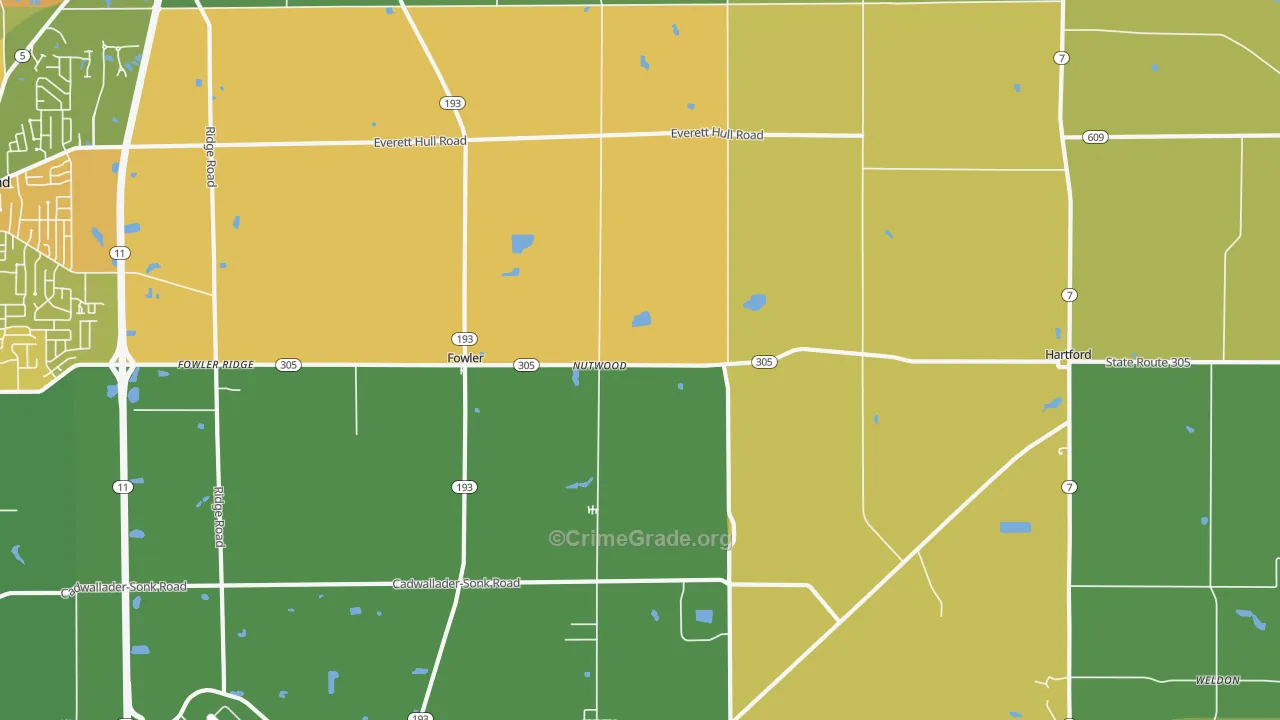 Fowler, OH Map of Vandalism Rates