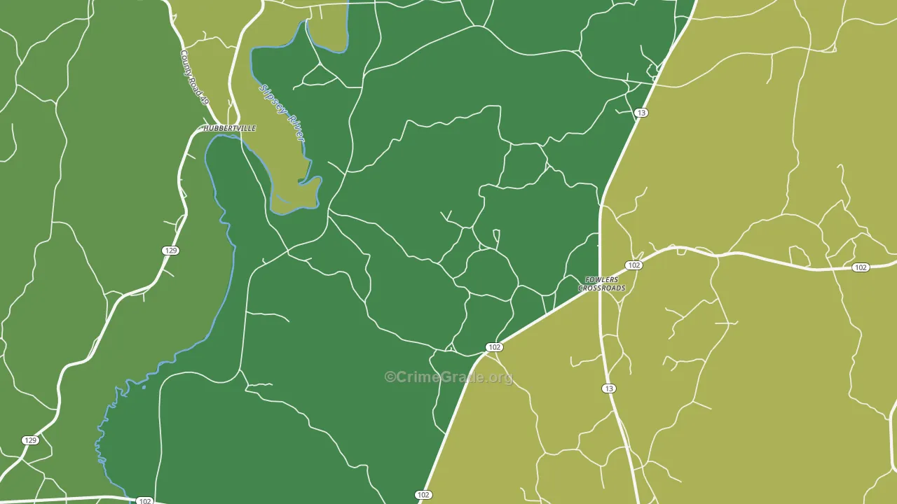Fowlers Crossroads, AL Map of Vandalism Rates