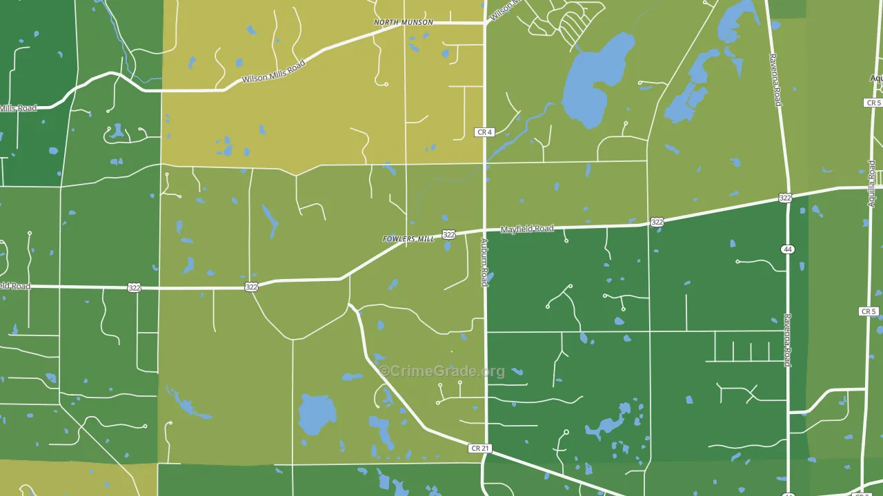 Fowlers Mill, OH Map of Vandalism Rates