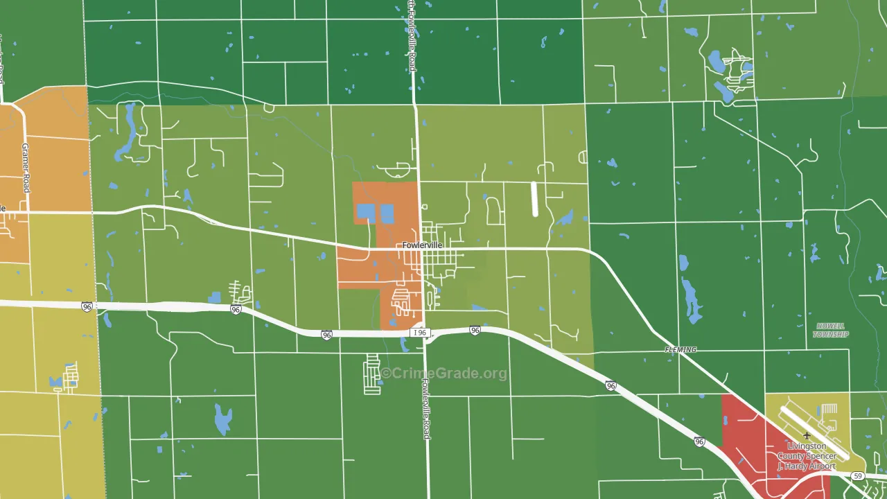 Fowlerville, MI Map of Vandalism Rates